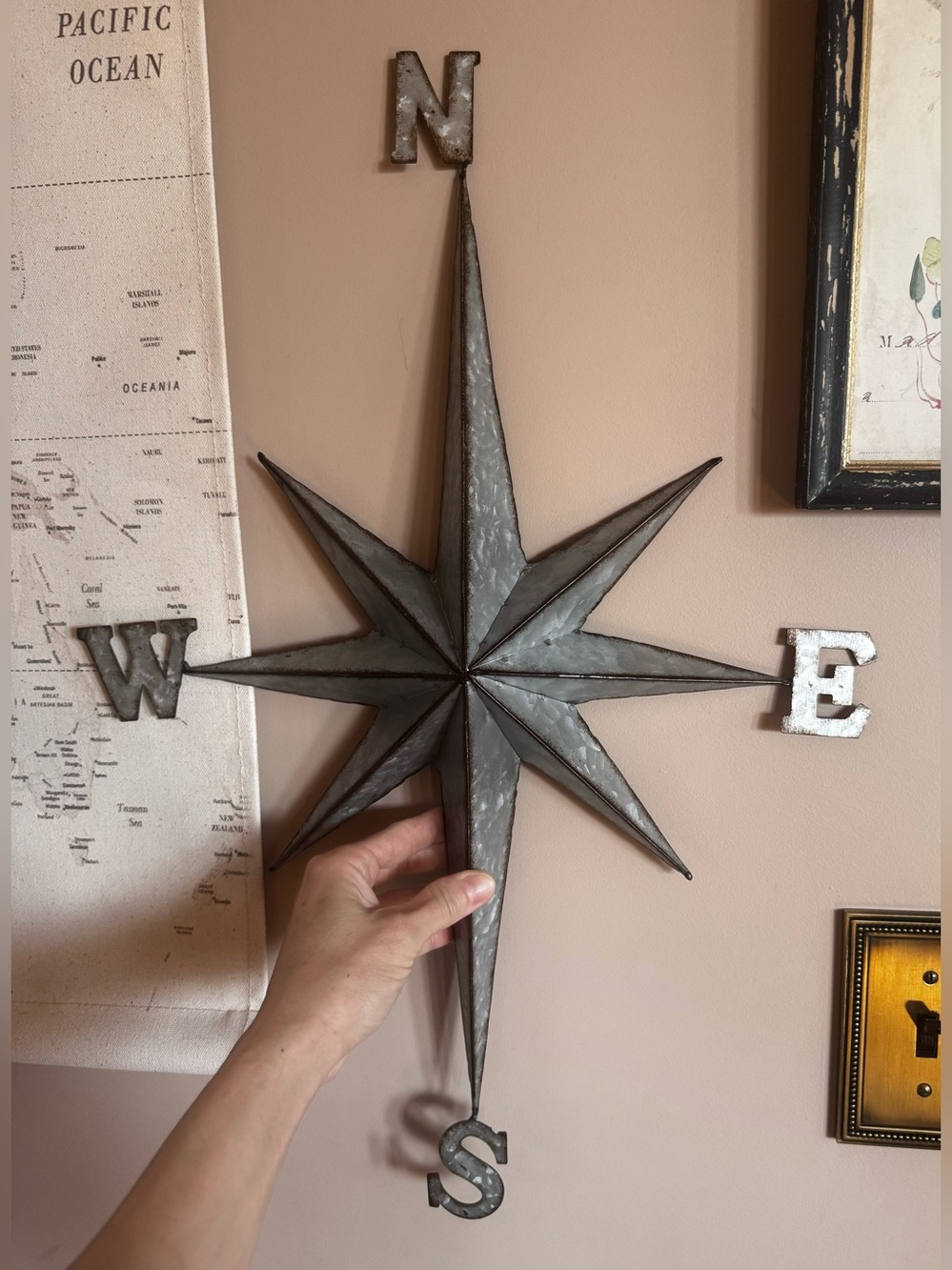 Metal Compass Wall Decor - Rustic Gray Star